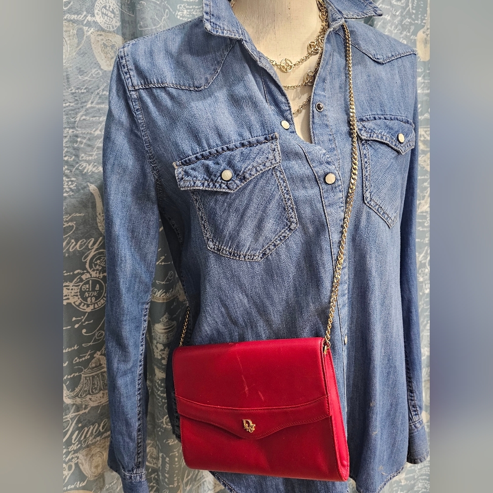 Dior Red Velvet Crossbody Bag